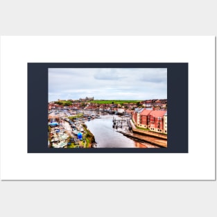 Whitby Marina And Harbor And Abbey And Church Posters and Art